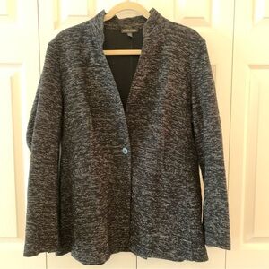 Eileen Fisher Black and Gray Tweed Blazer Size L